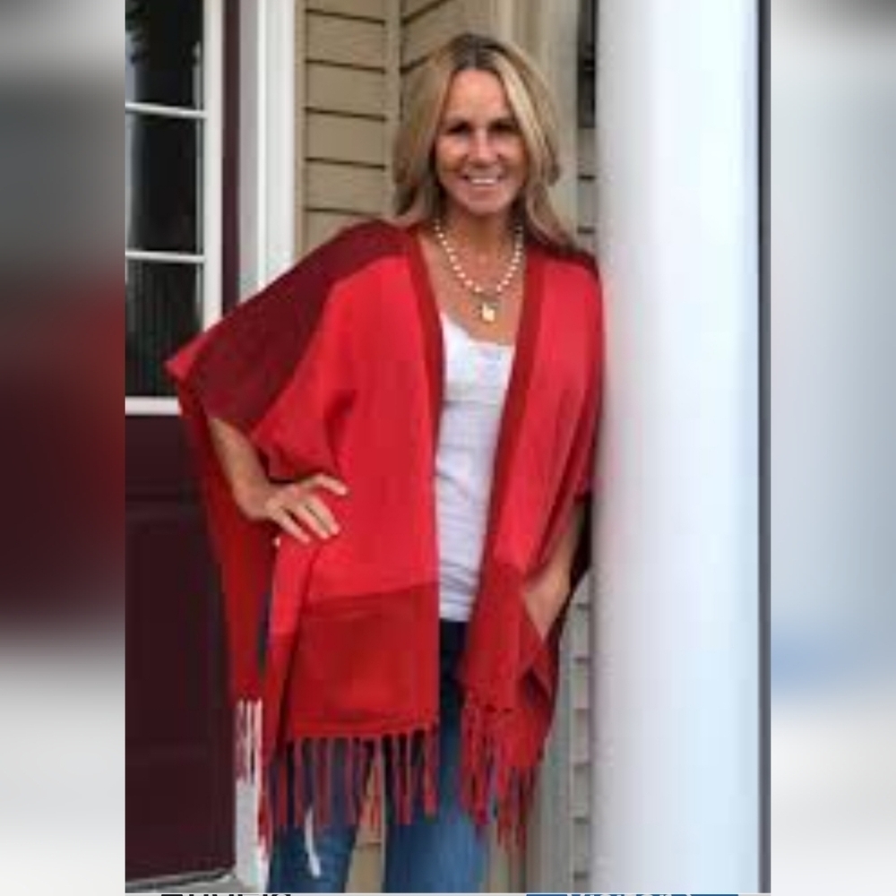 CAbi Red Poncho Sweater